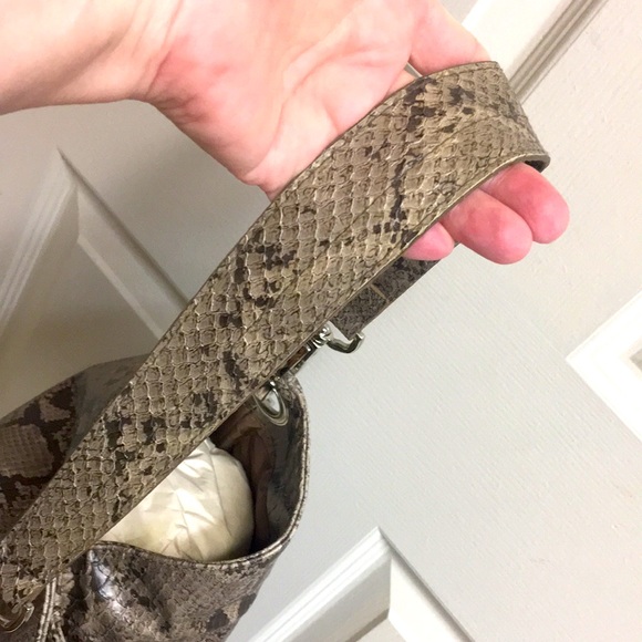 Taupe Snake Print Shoulder Bag - Picture 5 of 10